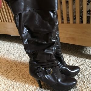 Dark brown heeled boots